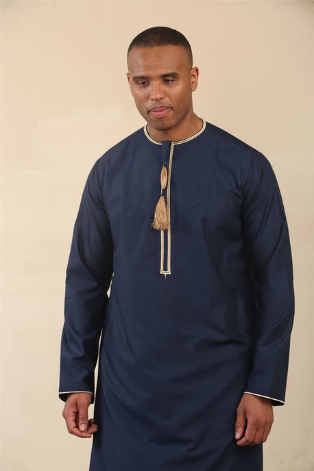Herren Oman Eid Blue Thobe Saudi Emirati Jubba Robe - Image 2