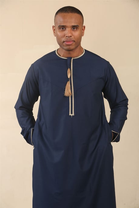 Herren Oman Eid Blue Thobe Saudi Emirati Jubba Robe - Image 3