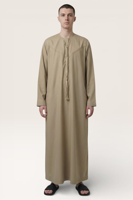 Herren Beige Eid Marokkanische Jubba Robe Djellaba Ramadan Eid Thobe LFS-HM11 - Image 2