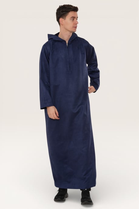 Herren Marineblau mit Kapuze Eid Marokkanischer Jubba Robe Ramadan Eid Thobe LFS - HM12 - Image 3