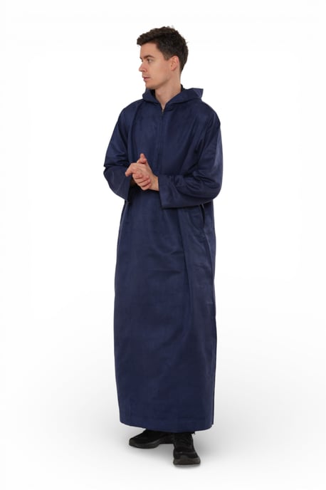 Herren Marineblau mit Kapuze Eid Marokkanischer Jubba Robe Ramadan Eid Thobe LFS - HM12 - Image 4