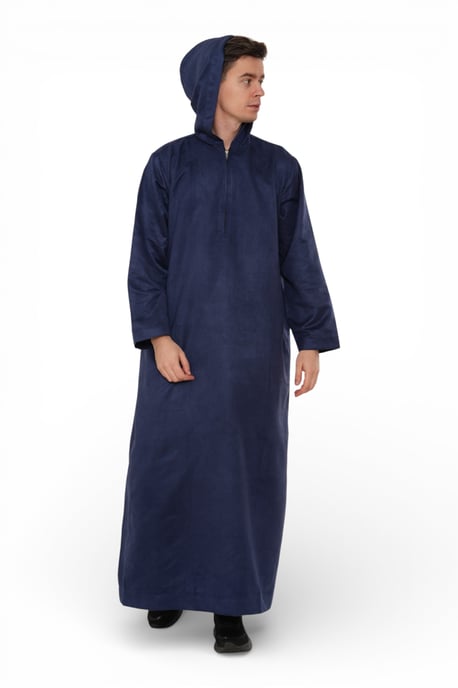 Herren Marineblau mit Kapuze Eid Marokkanischer Jubba Robe Ramadan Eid Thobe LFS - HM12 - Image 5
