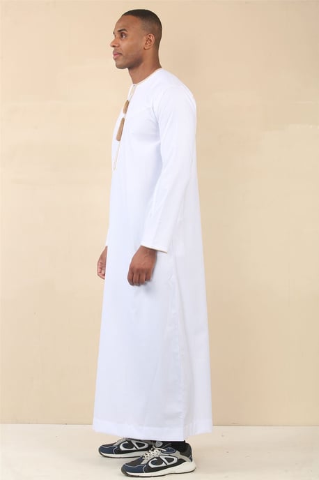Herren Oman Eid White Thobe Saudi Emirati Jubba Robe - Image 3