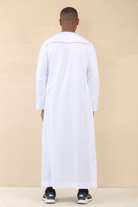 Herren Oman Eid White Thobe Saudi Emirati Jubba Robe - Image 4
