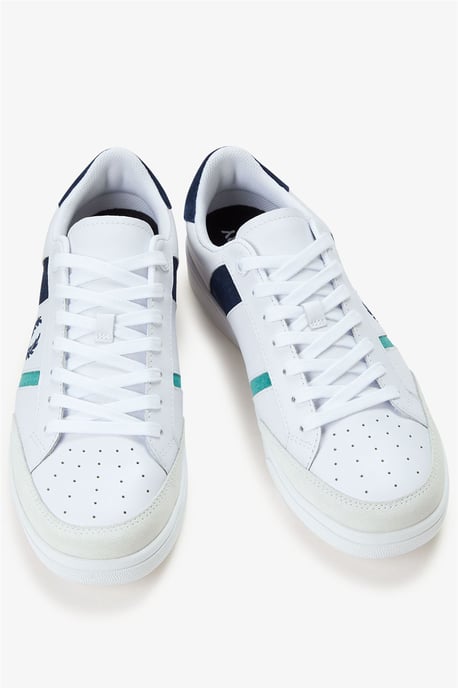 Fred Perry B725 Leder Wildleder Herren Weiß/Navy/Mint Sneaker - Image 3