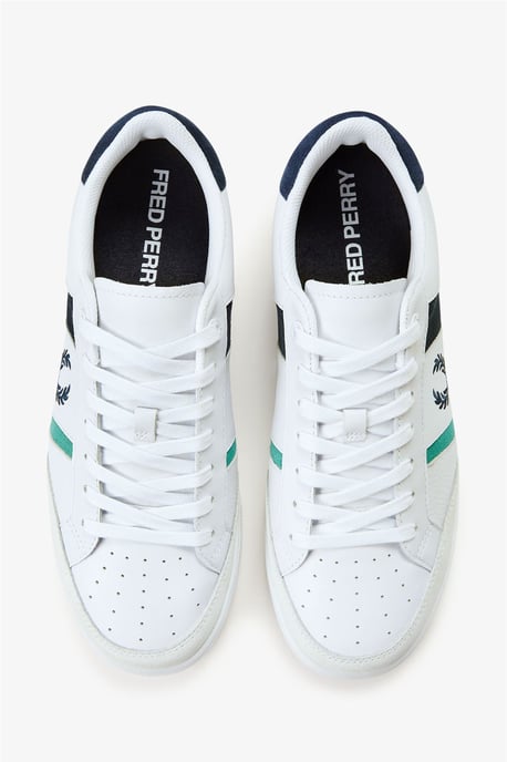 Fred Perry B725 Leder Wildleder Herren Weiß/Navy/Mint Sneaker - Image 6