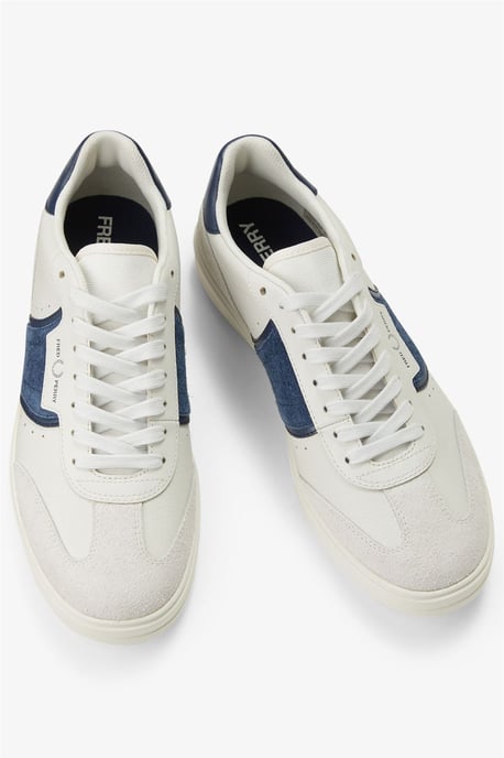 Fred Perry B4 Strukturierte Leder/Velours Herren Porzellan/Blaue Sneaker - Image 3