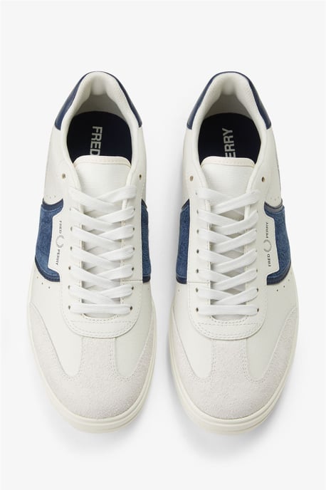 Fred Perry B4 Strukturierte Leder/Velours Herren Porzellan/Blaue Sneaker - Image 6