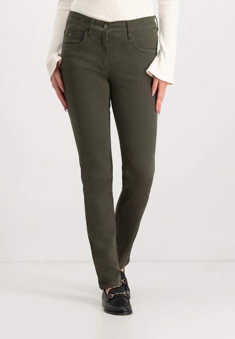 Twigie Farbiges Shape-On Straight Jeans | Olivgrün - Image 1