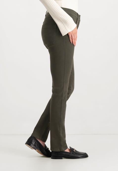 Twigie Farbiges Shape-On Straight Jeans | Olivgrün - Image 2