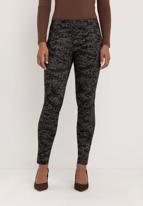 Lena Super Slim Capri Leggings | Taupe Schwarz Leo - Image 1