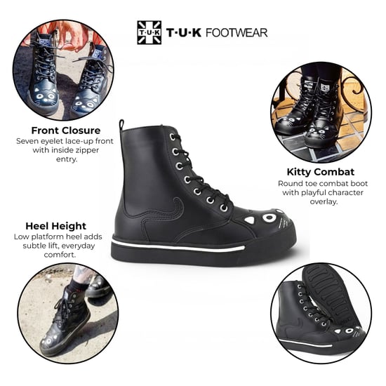 TUK Damen-Sneaker „Kitty“ aus schwarzem Kunstleder – A6570L - Image 2