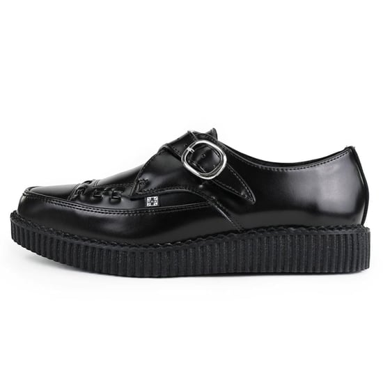 TUK Pointed Creeper Plateau-Schuhe aus schwarzem Leder mit Monk-Schnalle - A8520 - Image 3