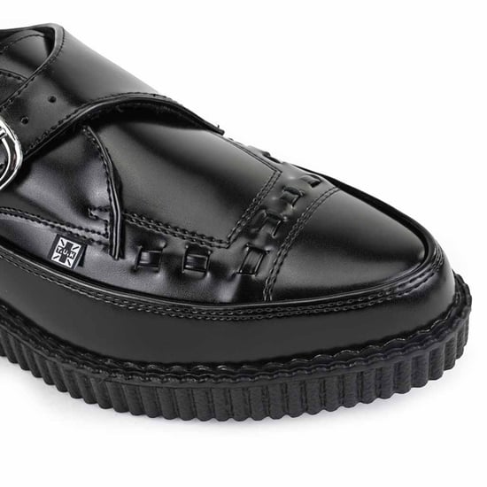 TUK Pointed Creeper Plateau-Schuhe aus schwarzem Leder mit Monk-Schnalle - A8520 - Image 4