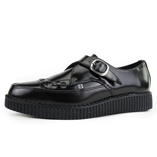 TUK Pointed Creeper Plateau-Schuhe aus schwarzem Leder mit Monk-Schnalle - A8520 - Image 6