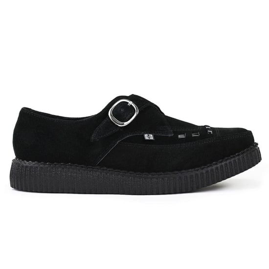 TUK Pointed Creeper Plateau-Schuhe aus schwarzem Wildleder mit Monk-Schnalle - A8139 - Image 1