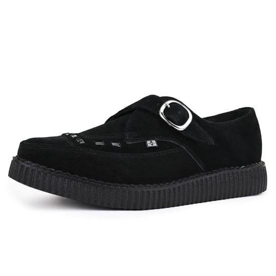 TUK Pointed Creeper Plateau-Schuhe aus schwarzem Wildleder mit Monk-Schnalle - A8139 - Image 5