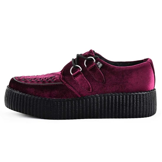 TUK Viva High Creeper Burgunderrote Samt-Plateau-Schnürschuhe im Gothic-Stil - AV6802 - Image 3