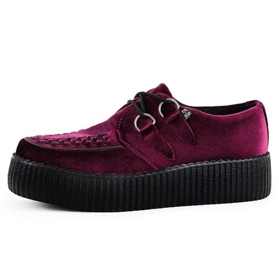 TUK Viva High Creeper Burgunderrote Samt-Plateau-Schnürschuhe im Gothic-Stil - AV6802 - Image 5