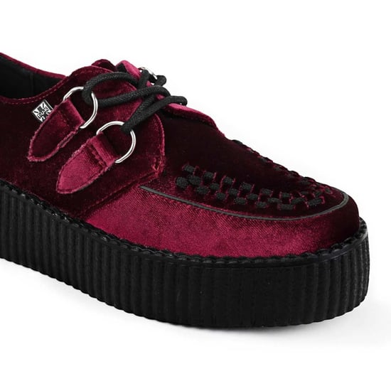 TUK Viva High Creeper Burgunderrote Samt-Plateau-Schnürschuhe im Gothic-Stil - AV6802 - Image 6