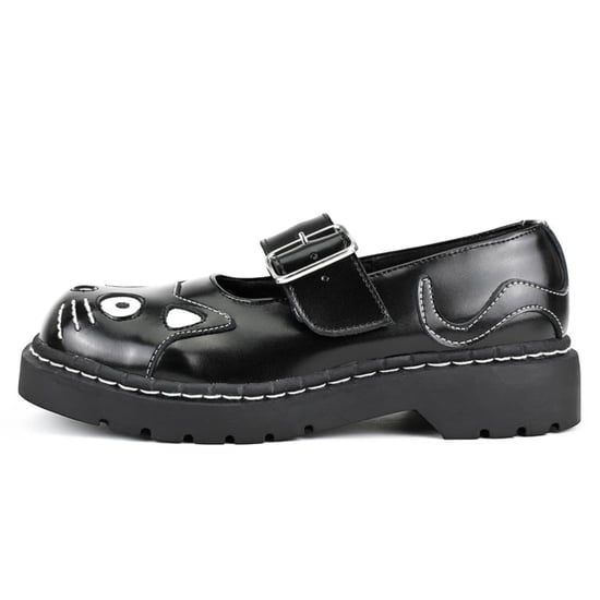 TUK Damen Mary Jane Kitty Plateau-Gothic-Schuhe aus schwarzem Leder - T2025 - Image 3