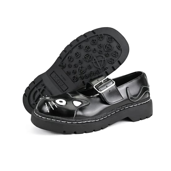 TUK Damen Mary Jane Kitty Plateau-Gothic-Schuhe aus schwarzem Leder - T2025 - Image 5