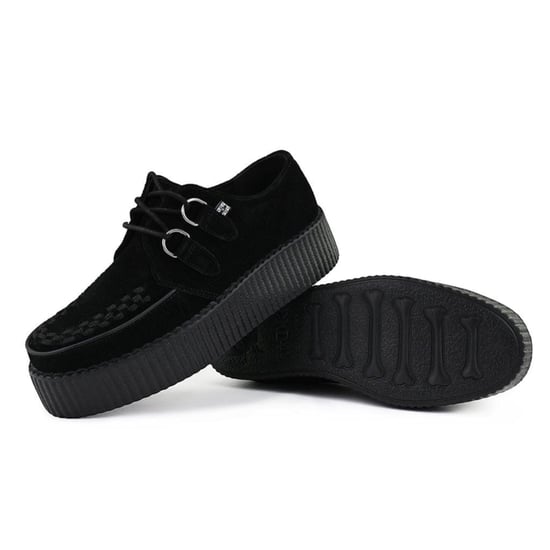 TUK Viva High Creeper Schwarze Wildleder-Plateau-Schnürschuhe im Gothic-Stil - AV6802 - Image 4