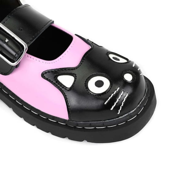 TUK Damen Mary Jane Kitty Pink Schwarze Leder Plateau Gothic Schuhe - T2344 - Image 6