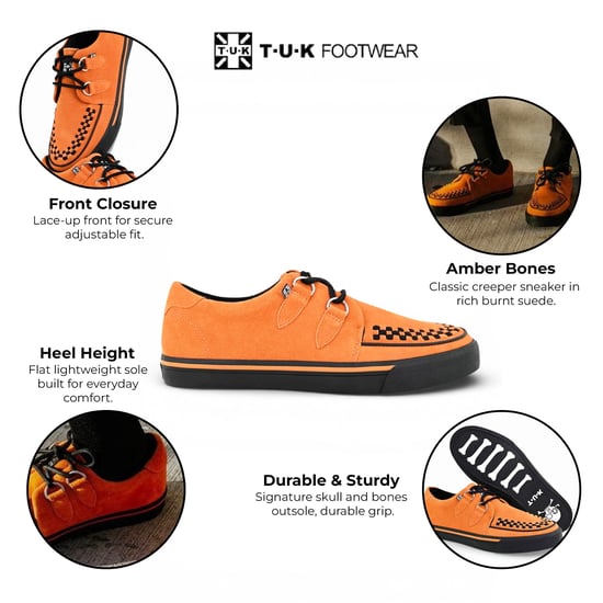 TUK Pointed Creeper Sneaker Orange Cow Suede Plateau Shoes - A9182 - Image 2