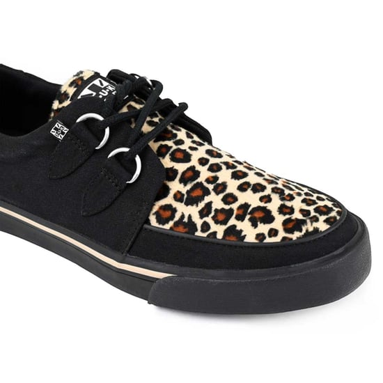 TUK Pointed Creeper Sneaker Schwarze Leopardenmuster Canvas Plateau-Schuhe - A9180 - Image 4