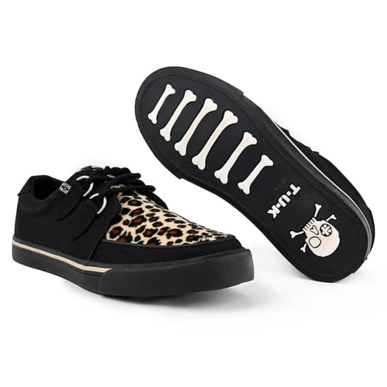 TUK Pointed Creeper Sneaker Schwarze Leopardenmuster Canvas Plateau-Schuhe - A9180 - Image 5