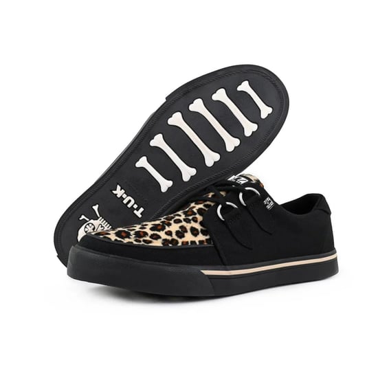 TUK Pointed Creeper Sneaker Schwarze Leopardenmuster Canvas Plateau-Schuhe - A9180 - Image 6
