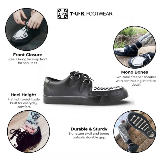 TUK Pointed Creeper Sneaker, schwarz-weiße Plateau-Schuhe aus Leder - A9180 - Image 2