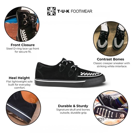 TUK Pointed Creeper Sneaker Schwarz-Weiß Wildleder Plateau-Schuhe - A9182 - Image 2