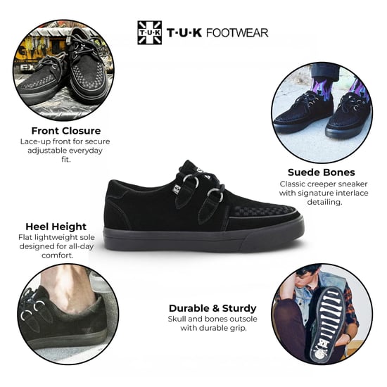 TUK Pointed Creeper Sneaker Schwarze Wildleder Plateau-Schuhe - A9178 - Image 2