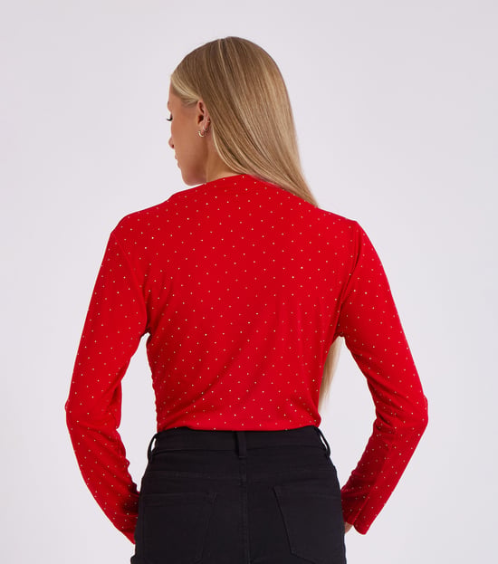 Roter Diamant-Nieten-Body mit Kutte vorne - Image 4