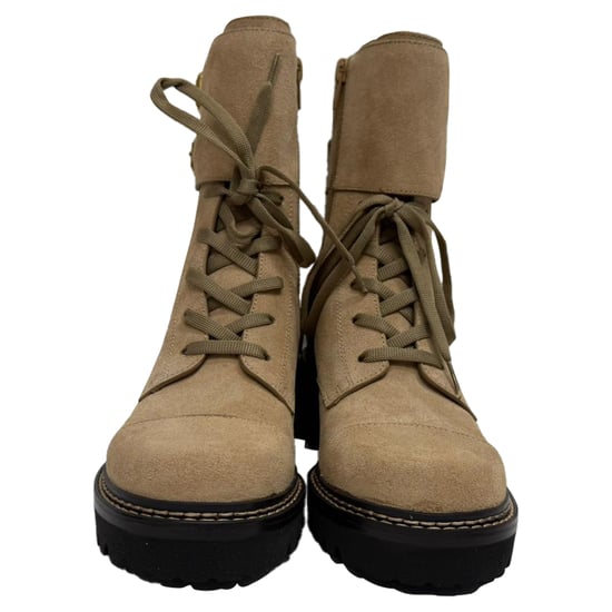 See by Chloé Mallory Combat Stiefeletten aus beigem Wildleder - Image 2
