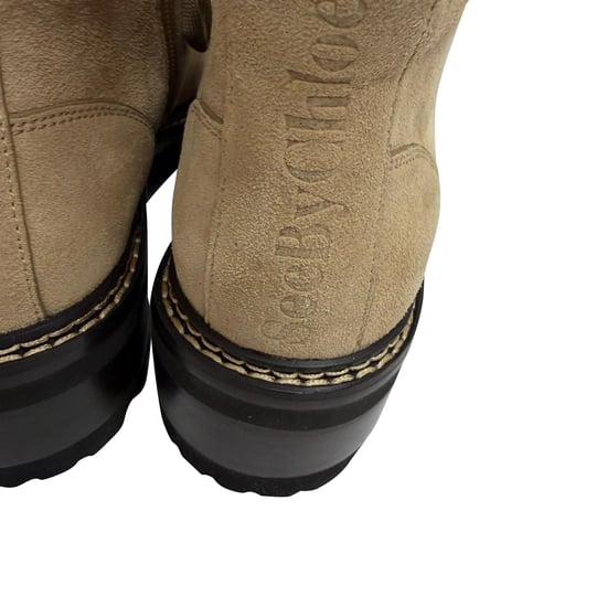 See by Chloé Mallory Combat Stiefeletten aus beigem Wildleder - Image 3