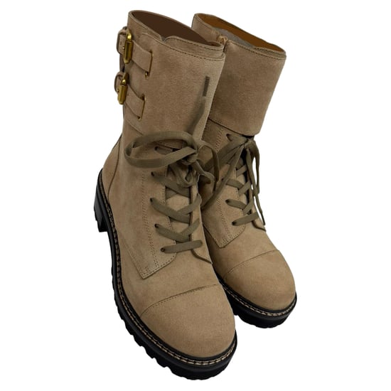 See by Chloé Mallory Combat Stiefeletten aus beigem Wildleder - Image 5