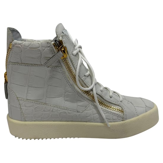 Giuseppe Zanotti High-Top-Sneaker aus grauem Leder mit Krokodilprägung - Image 1
