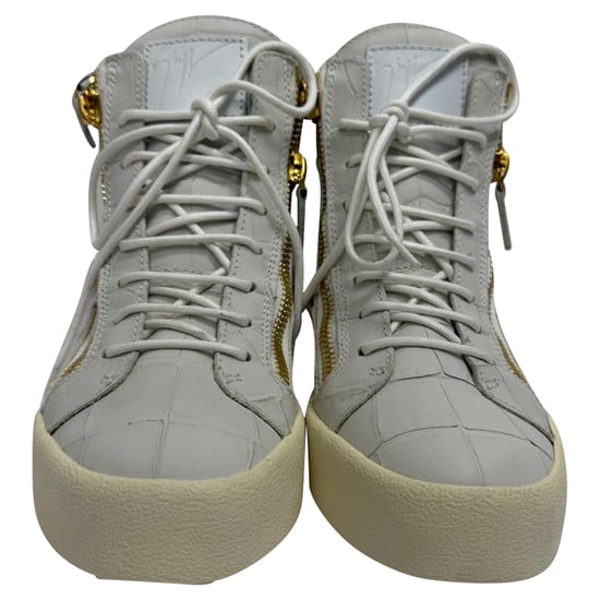 Giuseppe Zanotti High-Top-Sneaker aus grauem Leder mit Krokodilprägung - Image 2