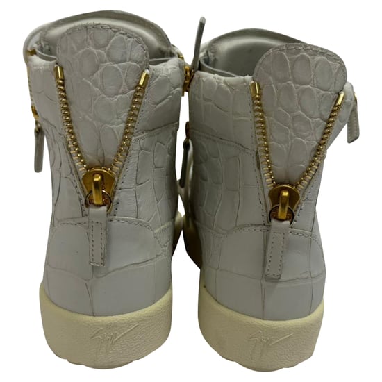 Giuseppe Zanotti High-Top-Sneaker aus grauem Leder mit Krokodilprägung - Image 3