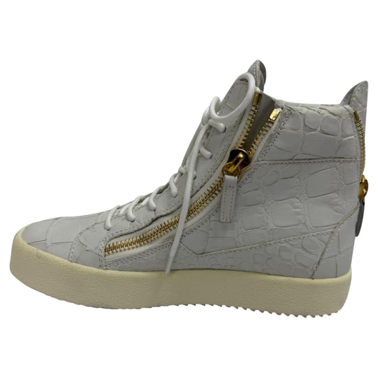 Giuseppe Zanotti High-Top-Sneaker aus grauem Leder mit Krokodilprägung - Image 4
