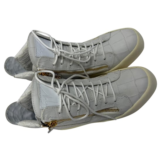 Giuseppe Zanotti High-Top-Sneaker aus grauem Leder mit Krokodilprägung - Image 5