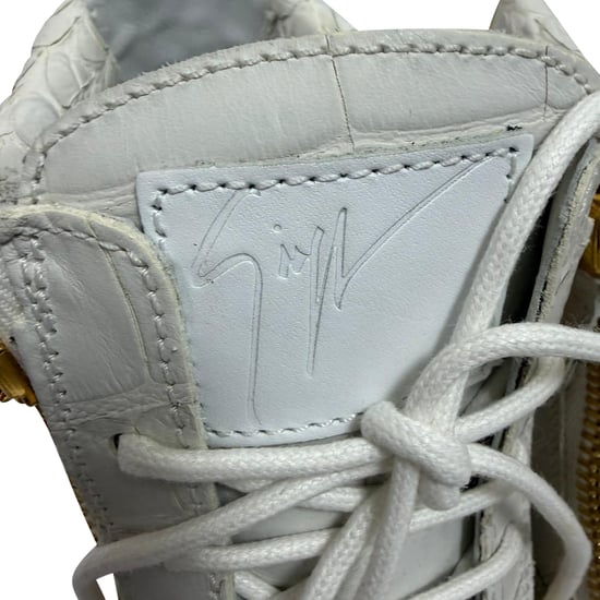 Giuseppe Zanotti High-Top-Sneaker aus grauem Leder mit Krokodilprägung - Image 6