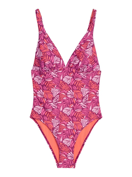 Marc O Polo Damen-Einteiler "Abstract Leaf" Badeanzug - Lila - Image 1