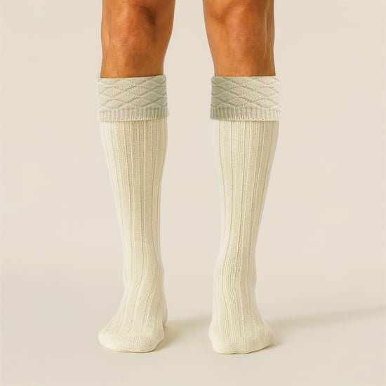 Herren Premium Wollkilt-Socken Knielang Rautenmuster Umgeschlagene Spitze - Image 4
