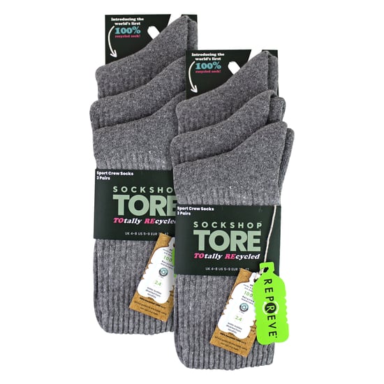 SockShop TORE 6er-Pack Damen Crew-Sportsocken aus weicher Baumwolle - Grau - Image 2