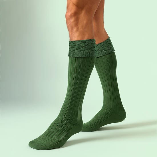 Herren Premium Wolle Kilt Socken Kniehoch mit Rautenmuster umgeschlagenem Bund - Image 3