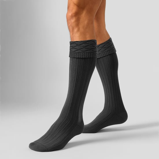 Herren Premium Wollkilt-Socken Knielang mit Rautenmuster und Umschlagoberteil - Image 3